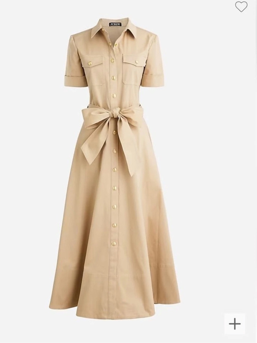 J. Crew Beige Button-Front Maxi Shirt Dress with Tie Waist